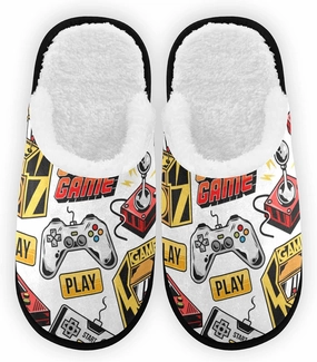 Video Game Slippers, Soft Memory Foam Non-Slip Indoor House Slippers Home Shoes for Hotel Travel Bedroom Spa
