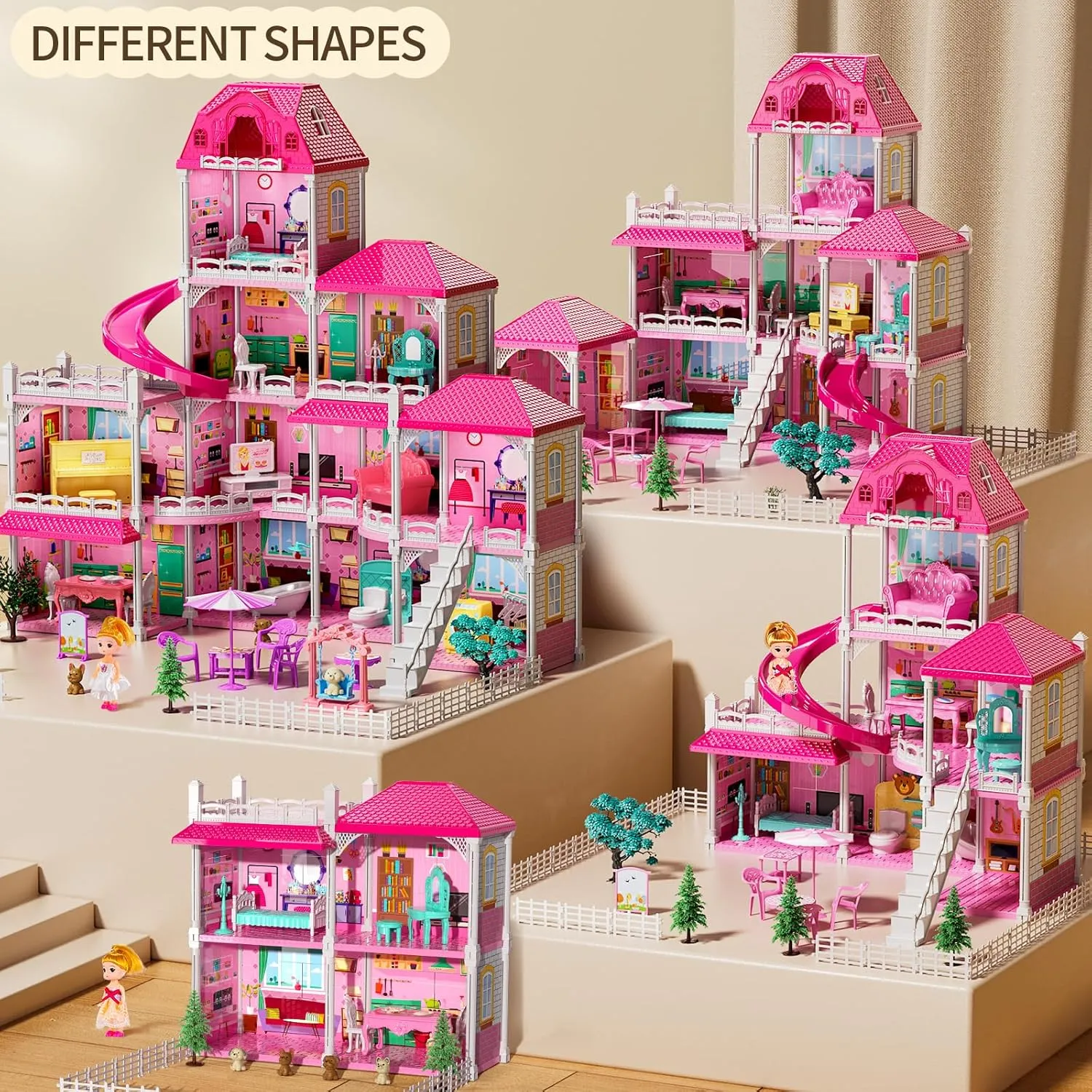 Villa Girls Toys for Kids Ages 2 3 4 5 6 7 - DIY Toys with 2 Dolls, Indoor 4-8 Year Old Girl Birthday Gifts, Pretend Playset with Accessories and Furniture, Outdoor Play for Toddlers
