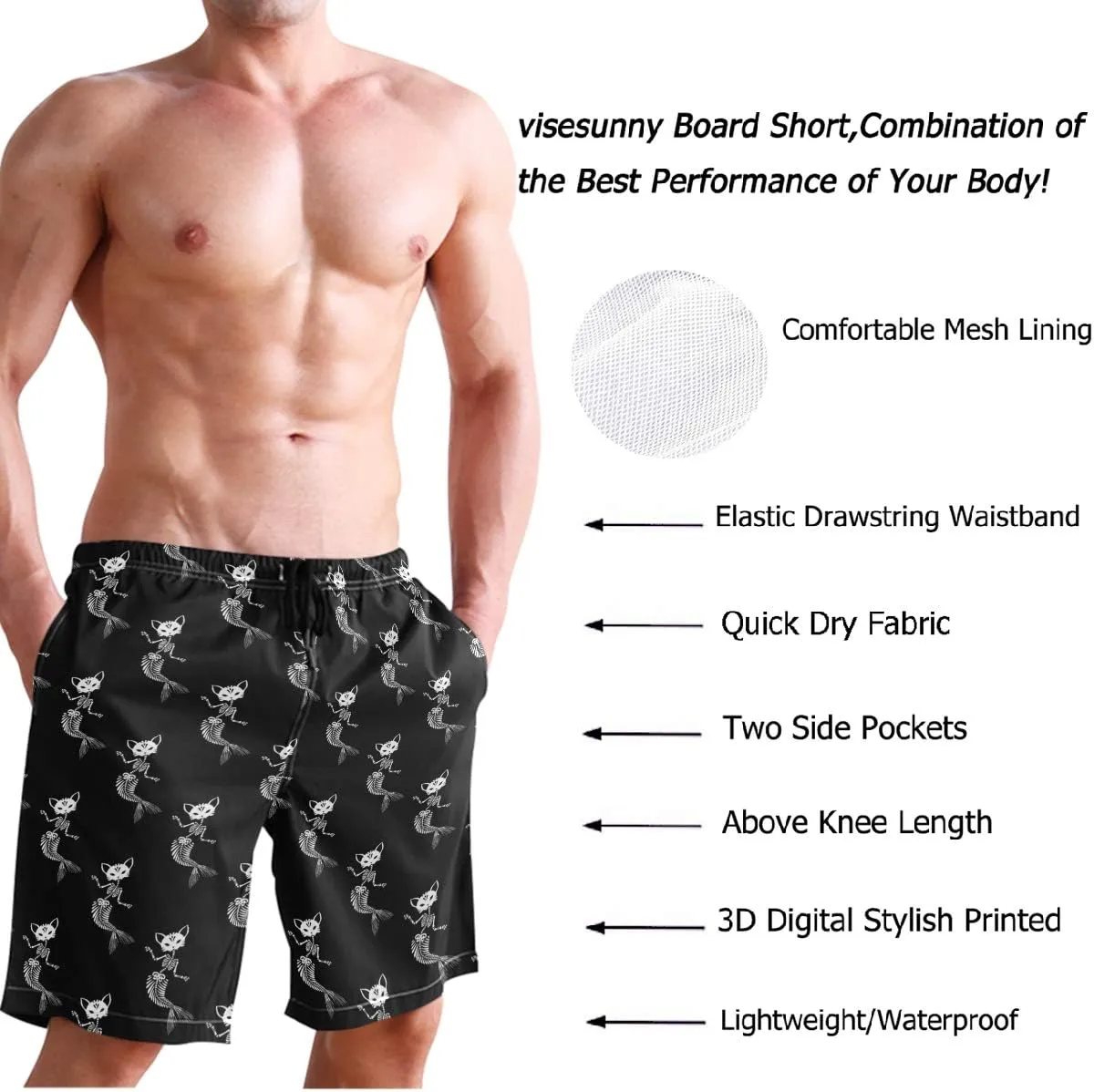 visesunny Men's Colorful Flower Print Beach Shorts Hot Summer Swim Trunks Sports Running Bathing Suits with Mesh Lining