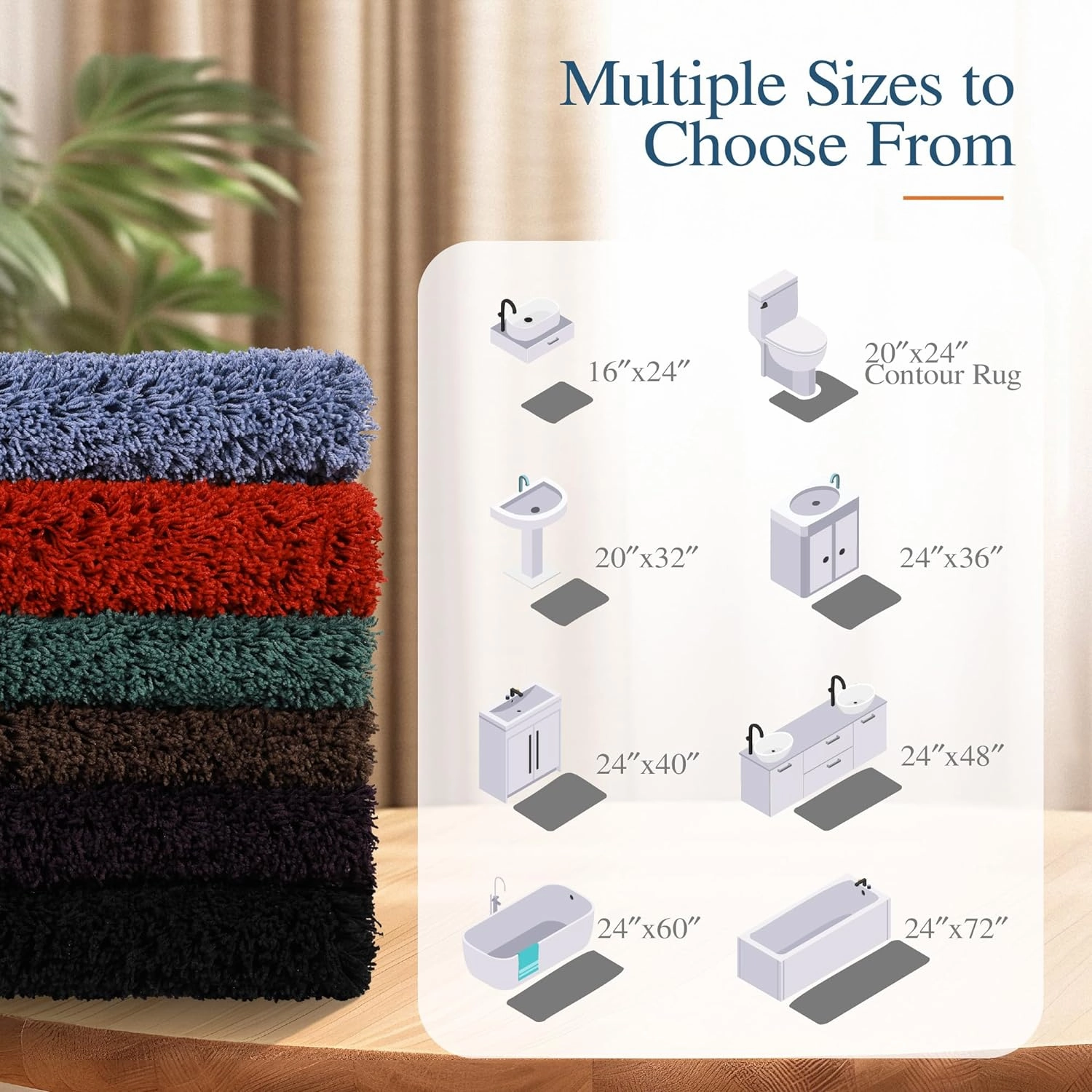 Walensee Bathroom Contour Rug (20x24, Grey) Non Slip Bath Mat for Water Absorbent Soft Microfiber Shaggy Machine Washable U Shape For Toilet