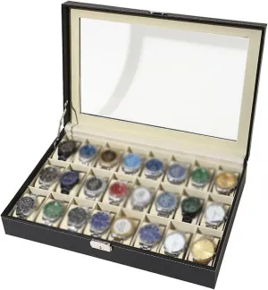 Watch Case Watch Display Box With 24 Compartments Large Capacity Jewelry Collection Box Watch Organizer (excluding Watches) Watch Display Box