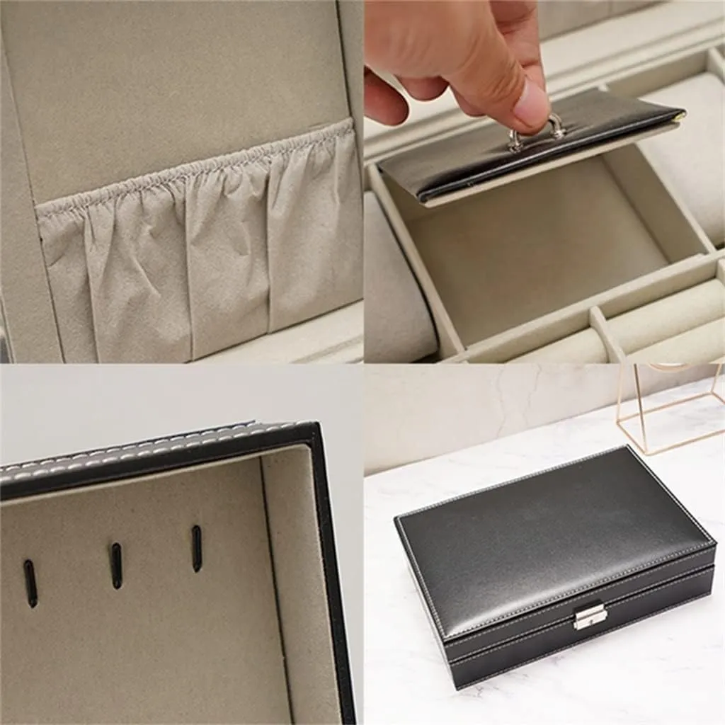 Watch Cases for Men, 8 Slots Lockable Watch Box Organizer for Men with Jewelry Organizer