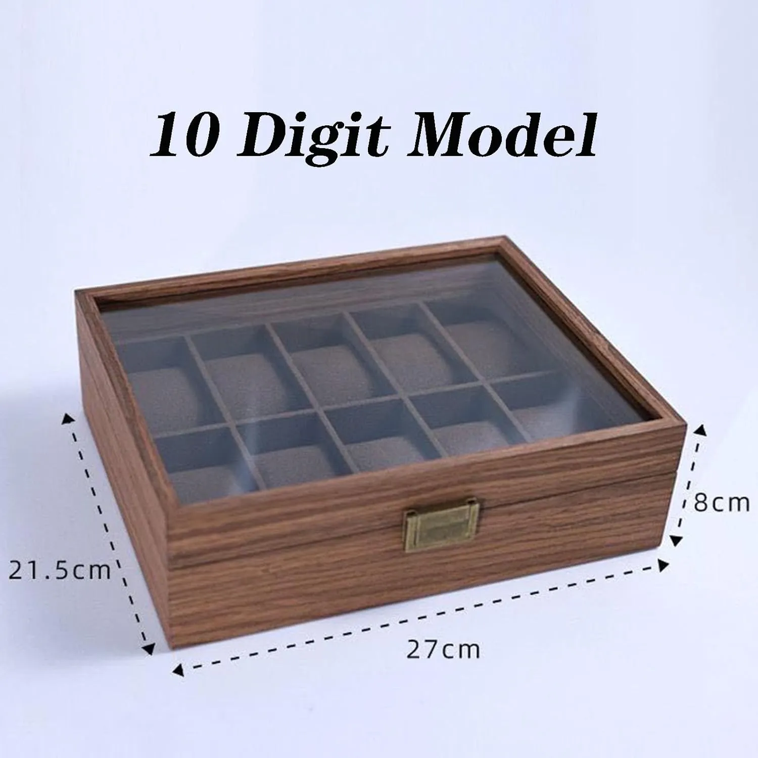 Watch Jewelry Box for Men Wood Watch Display Case Organizer with Real Glass Window Top for Sunglasses Rings Watches Storage, Gift for Men,A3