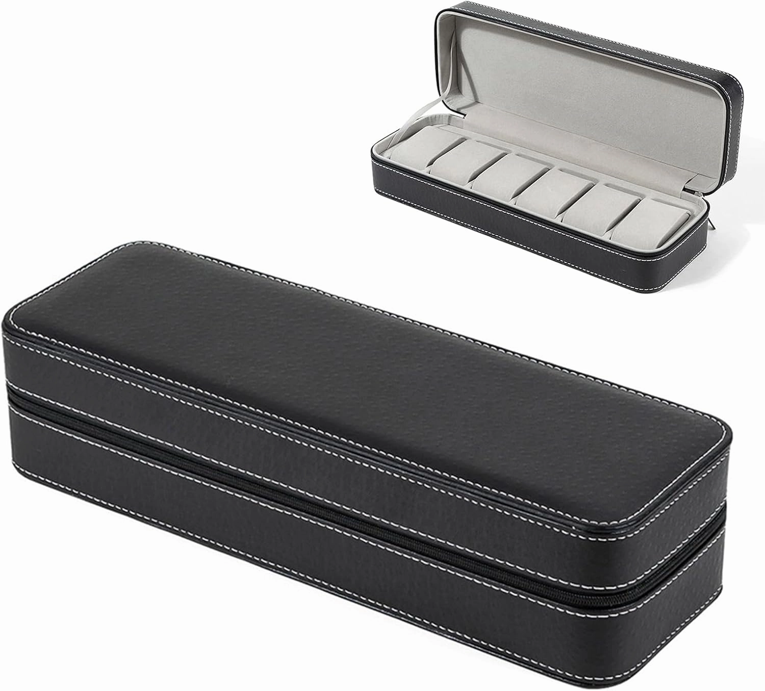 Watch Jewelry Storage, 6 Slot Ring Box, Jewelry Display Case, Travel Organizer Accessories, 12.99x4.33x2.95 Inches Classic Gadgets Holder for Friends, Coworkers, and Adults