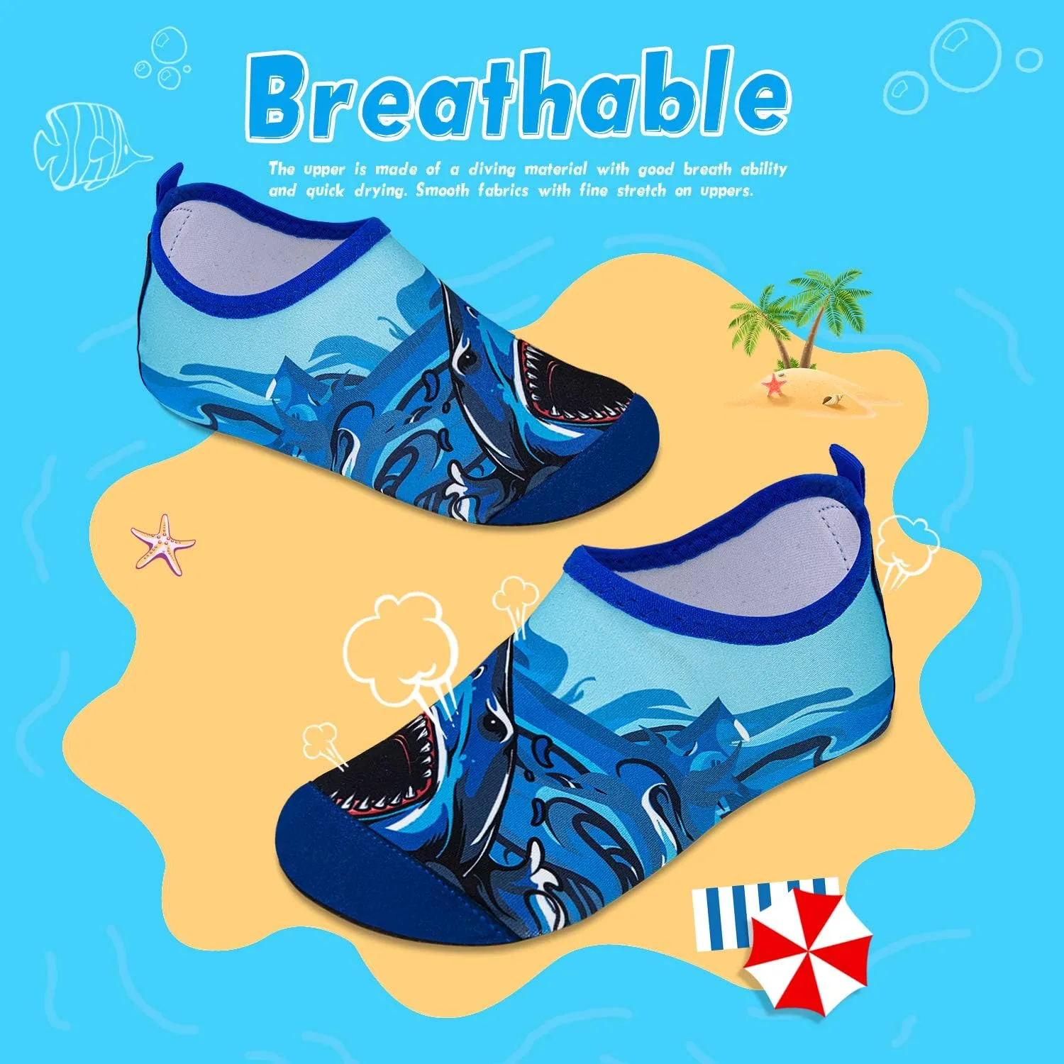 WateLves Kids Water Shoes Toddler Girls Boys Barefoot Non-Slip Quick Dry Aqua Socks for Beach Swim Walking