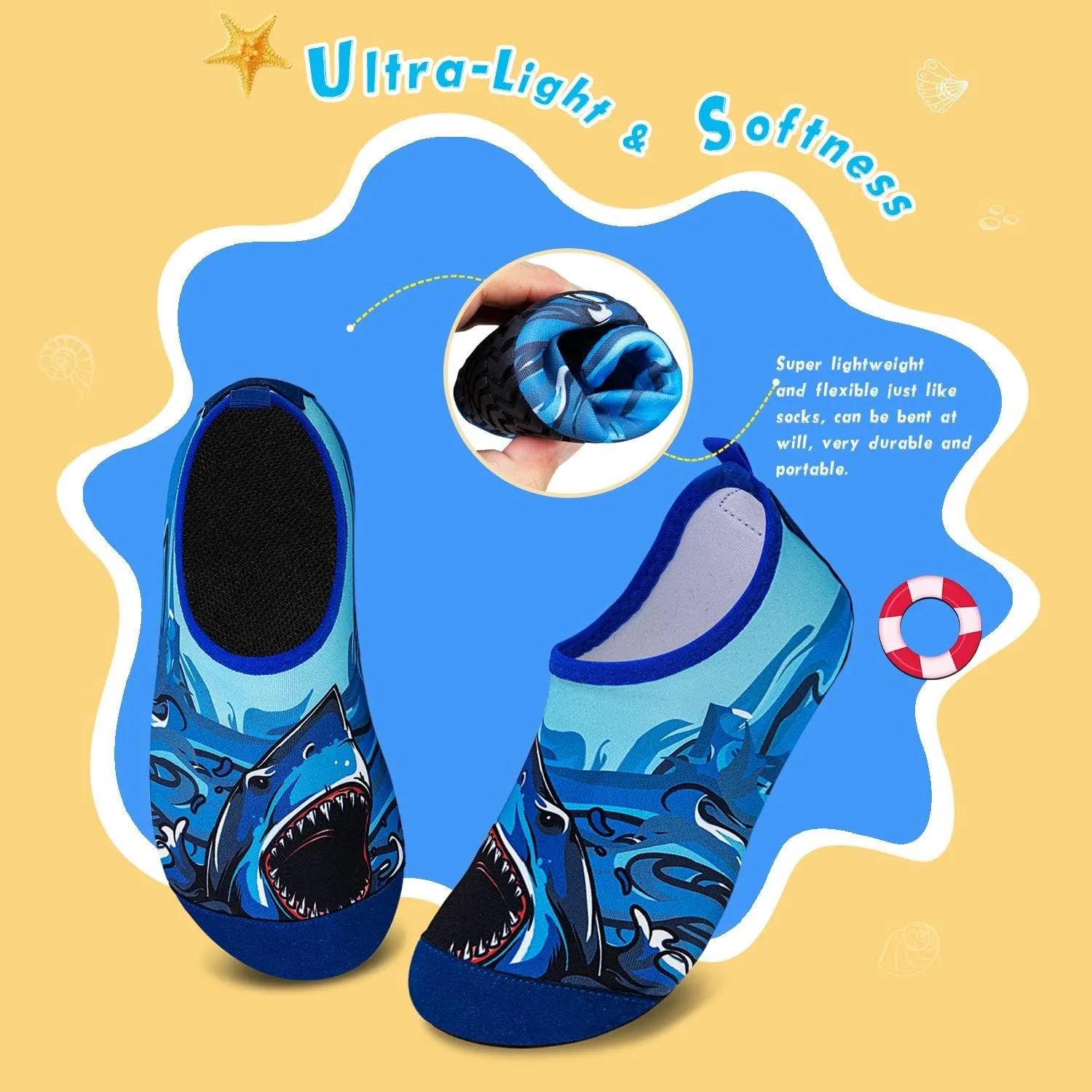 WateLves Kids Water Shoes Toddler Girls Boys Barefoot Non-Slip Quick Dry Aqua Socks for Beach Swim Walking