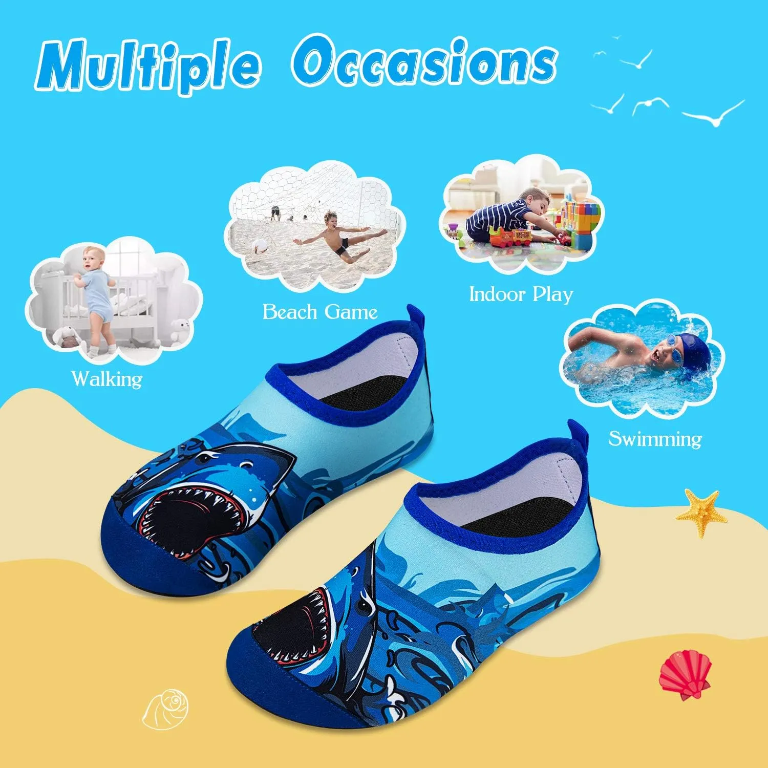 WateLves Kids Water Shoes Toddler Girls Boys Barefoot Non-Slip Quick Dry Aqua Socks for Beach Swim Walking