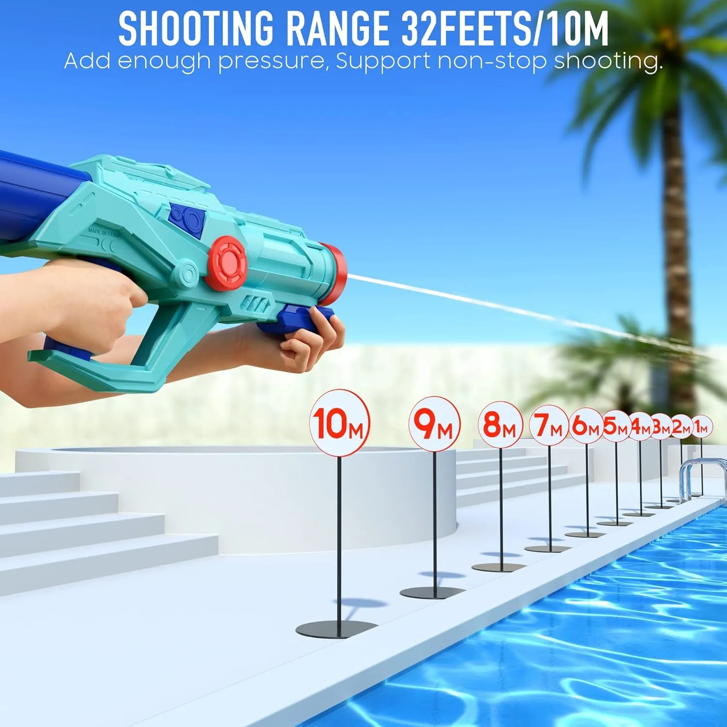 Water Guns for Kids, Super Squirt Gun Water Soaker Blaster - Big Size - 32ft Long Shooting Range - High Capacity - Quick Refill - Summer Water Toys Gun for Boys Girls and Adults Outdoor