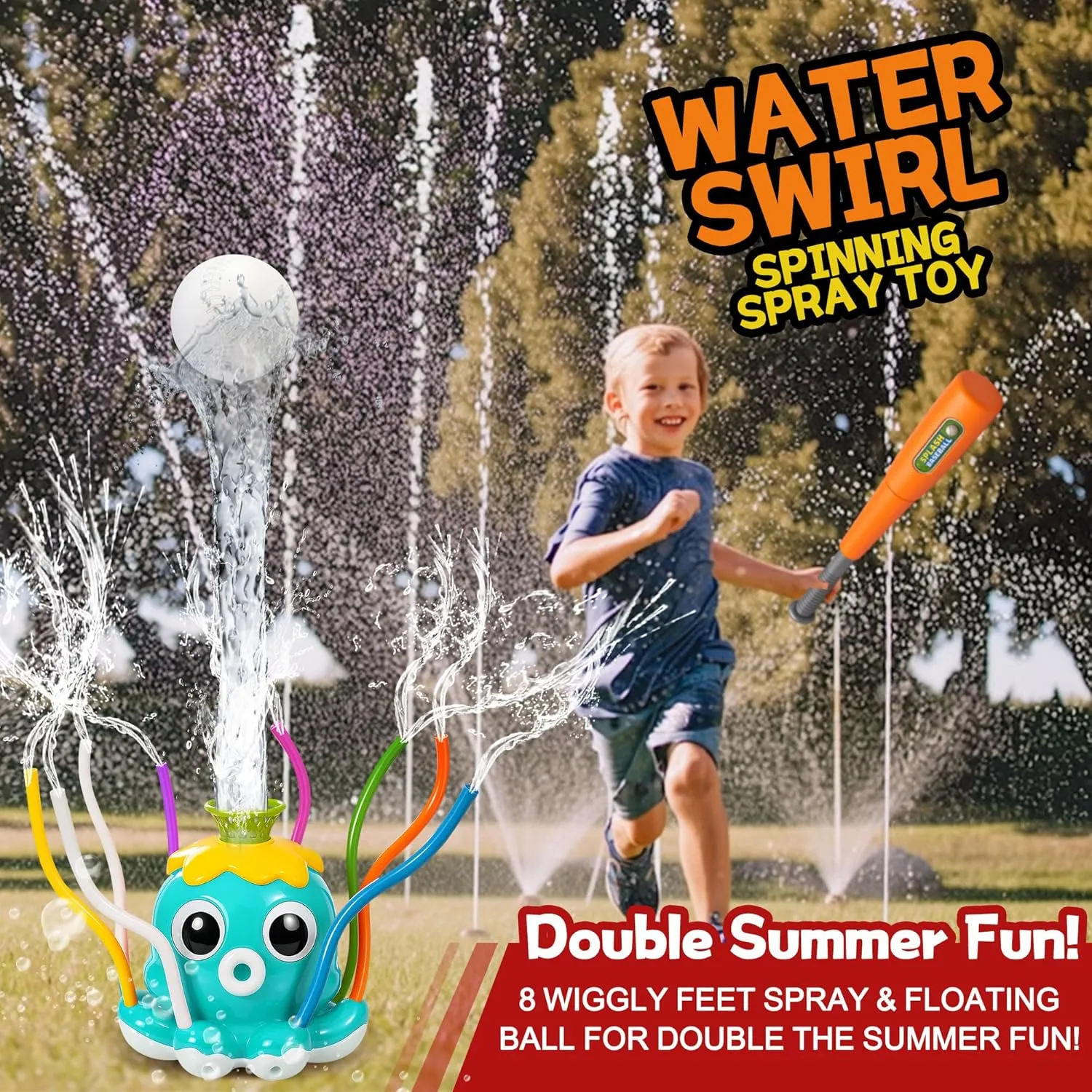 Water Sprinkler Baseball Toy for Kids Outdoor Play Toys – Backyard Summer Splash Game for Boys and Girls, Connects to Garden Hose, Fun Lawn Activity for Yard, Beach, or Birthday Party