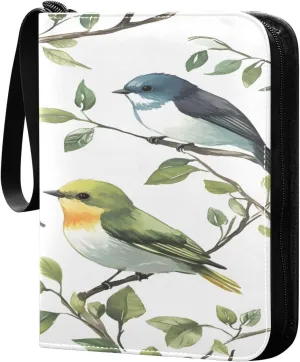 Watercolor Colorful Bird Pattern Card Holder, Card Holder Album with 400 Card Slots in 50 Pages for Display, Storage, Portability