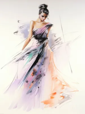 Watercolor Fashion Illustration - Ball Gown