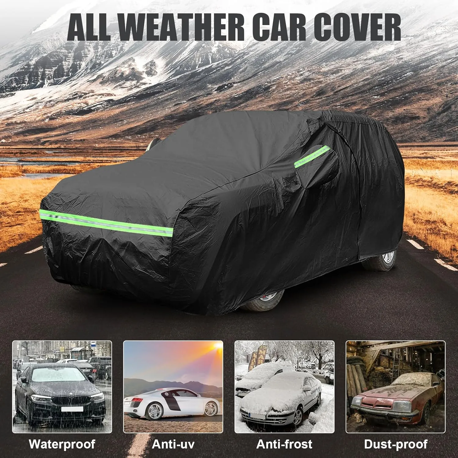 Waterproof Car Cover Replace for 1998-2021 Honda HR-V, 6 Layers with Cotton Liner All Weather Custom-fit Car Cover with Zipper Door & Windproof Bands for Snow Rain Dust Hail Protection (HR-V)
