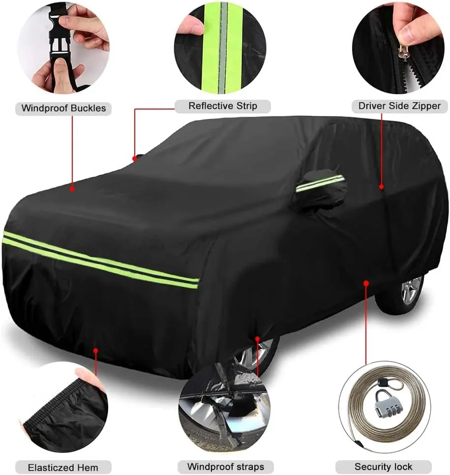 Waterproof Car Cover Replace for 1998-2021 Honda HR-V, 6 Layers with Cotton Liner All Weather Custom-fit Car Cover with Zipper Door & Windproof Bands for Snow Rain Dust Hail Protection (HR-V)
