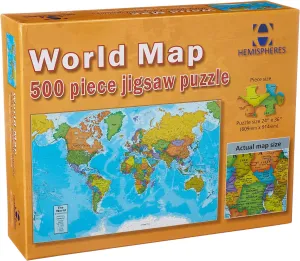 Waypoint Geographic World Map 500-Piece Jigsaw Puzzle, Puzzles for Kids, Jigsaw Puzzles for Endless Fun, Educational Puzzles for Personalized Gifts, 24″ x 36”