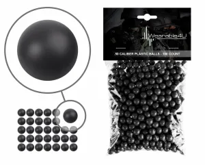 Wearable4U .50 Caliber New Reusable Training Plastic Balls for Paintball Gun