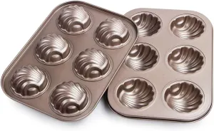 Webake Non-stick Madeleine Pans Carbon Steel Cake Pan French Dessert Mold Spherical Scallop Madeline Bakeware 2 Pack Set