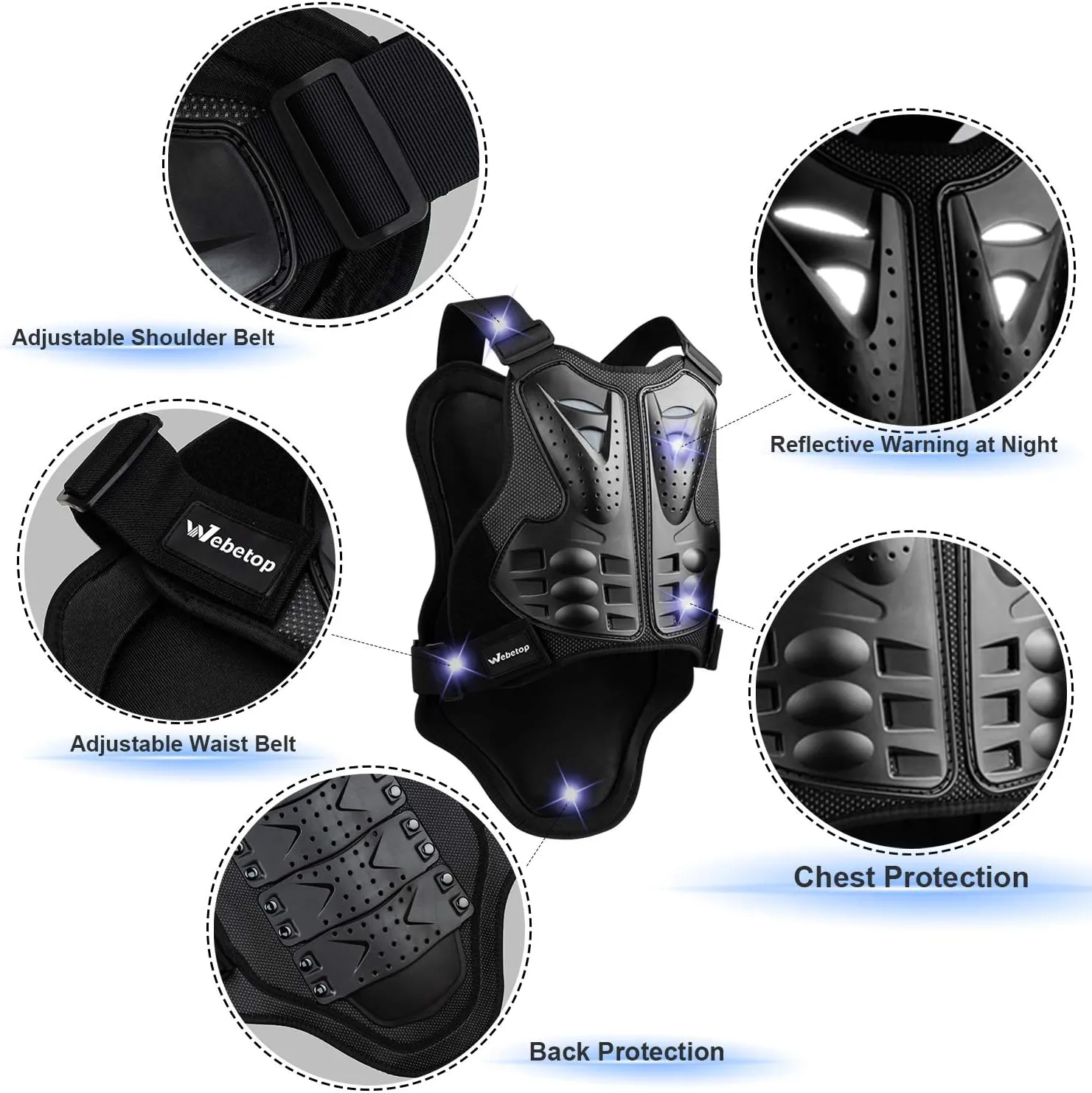 Webetop Motorcycle Armor Vest Protector for Dirt Bike Mountain Bike Off-Road Racing MTB Chest Protector Adult L