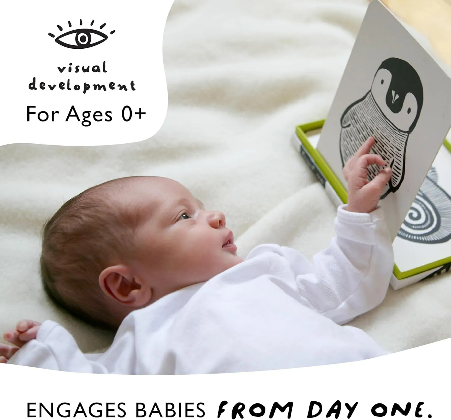 Wee Gallery Art Cards for Baby, Durable High Contrast Black and White Animal Flashcards for Newborns, Brain Development, Sensory Toys, Tummy Time Essentials for Infant and Toddler - Ocean Animals