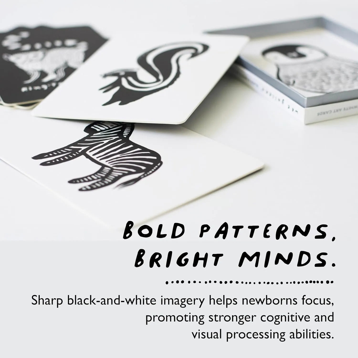 Wee Gallery Art Cards for Baby, Durable High Contrast Black and White Animal Flashcards for Newborns, Brain Development, Sensory Toys, Tummy Time Essentials for Infant and Toddler - Ocean Animals