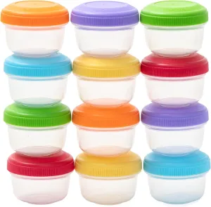 WeeSprout Baby Food Containers - Small 4 oz Containers with Lids, Leakproof & Airtight, Freezer Safe, Dishwasher Safe, Thick Food Grade Plastic, Set of 12 Baby Food Storage Containers   Color Options