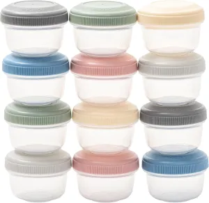 WeeSprout Leakproof Baby Food Storage - 12 Set, Small Plastic Containers with Lids, Lock in Freshness, Nutrients & Flavor, Freezer & Dishwasher Friendly, 4oz Snack Containers (Variety Matte)