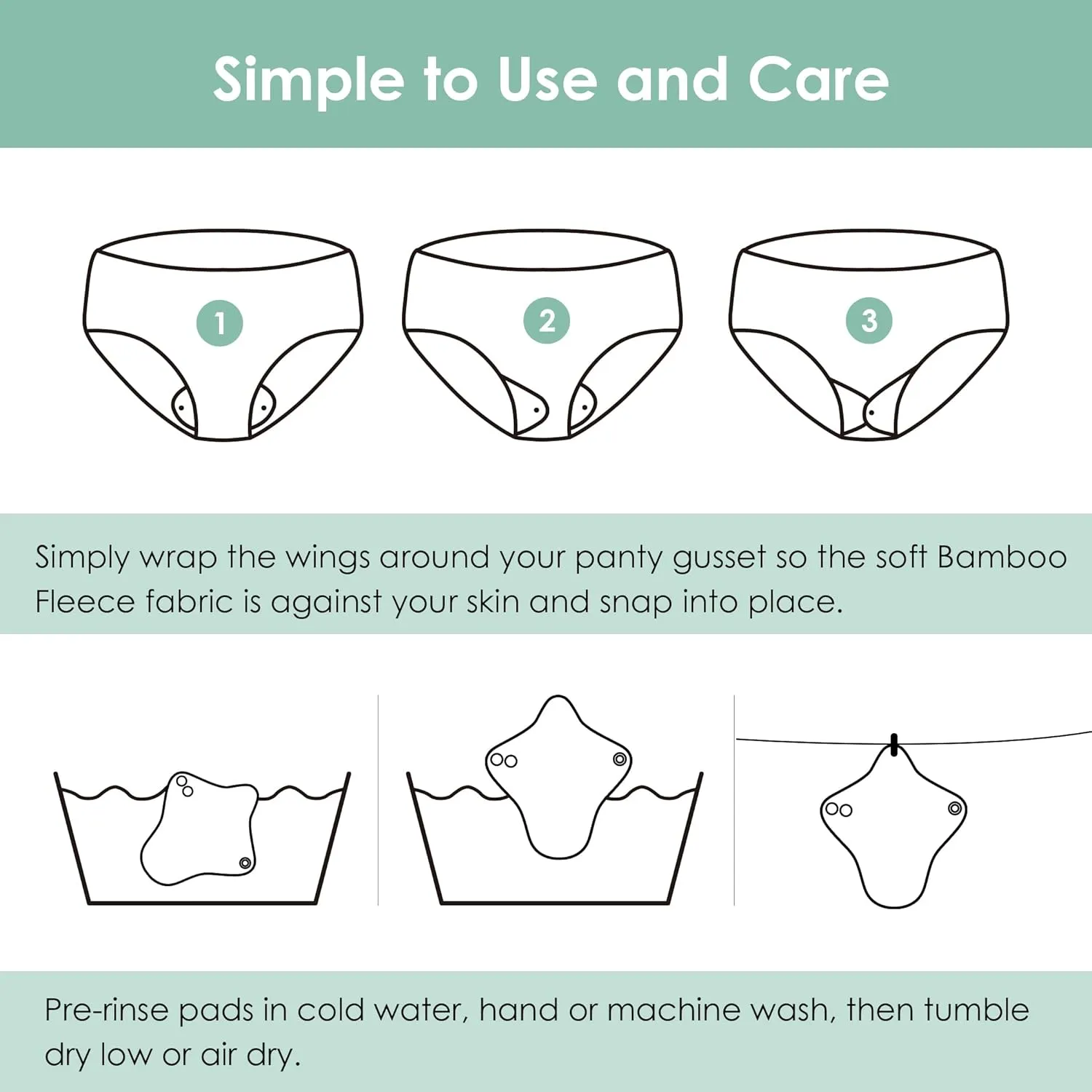 wegreeco 6 Pcs Reusable Menstrual Pads, Ultra Absorbent Cloth Pads for Heavy Flow, Sanitary for Teens, Women, Nonslip, Inner Mustard Yellow, Grey, Beige, Rose Gold Outer, S