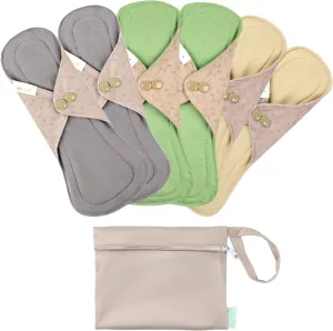 wegreeco 6 Pcs Reusable Menstrual Pads, Ultra Absorbent Cloth Pads for Heavy Flow, Sanitary for Teens, Women, Nonslip, Inner Mustard Yellow, Grey, Beige, Rose Gold Outer, S