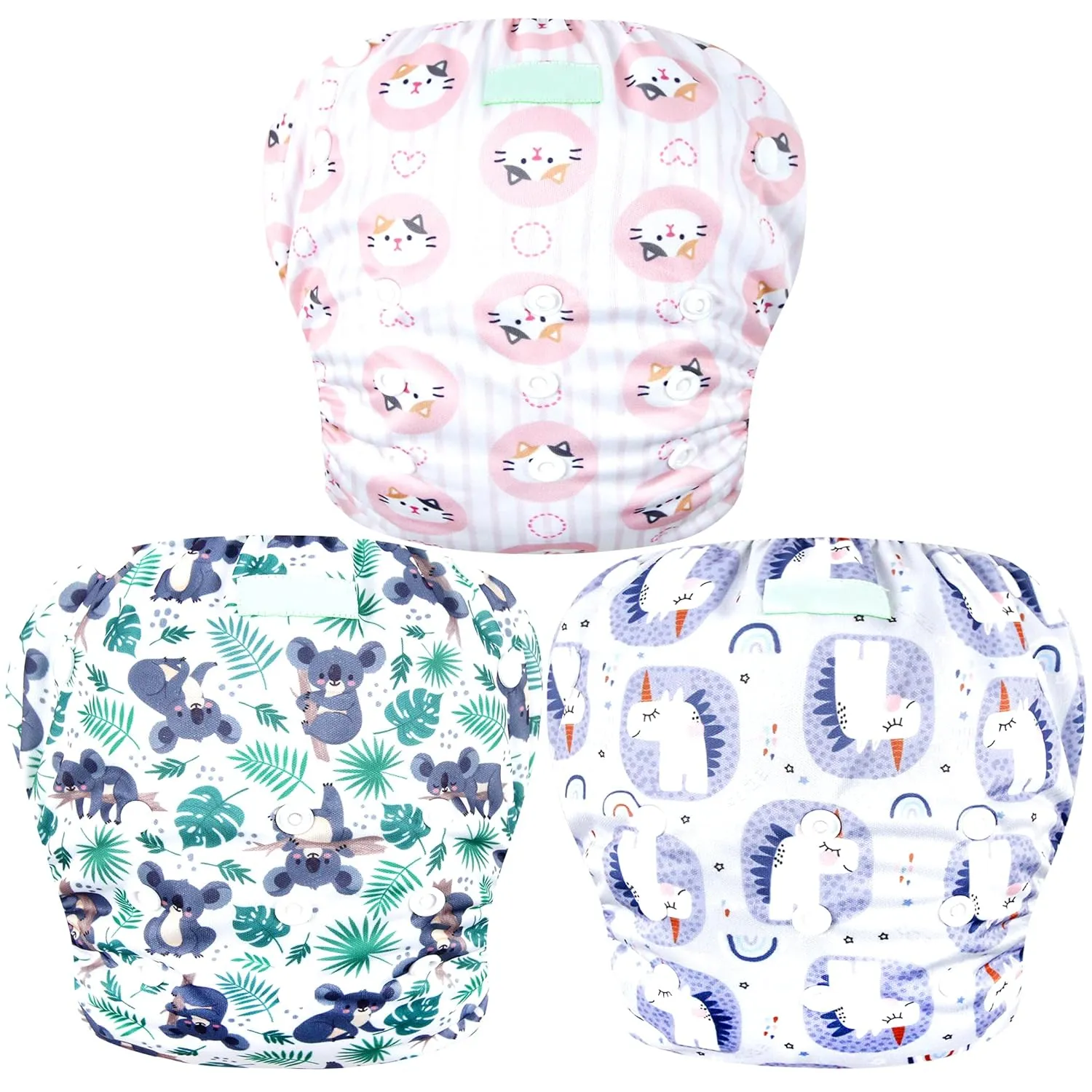 Wegreeco Baby & Toddler Snap One Size Adjustable Reusable Baby Swim Diaper (Koala, Large, 3 Pack)