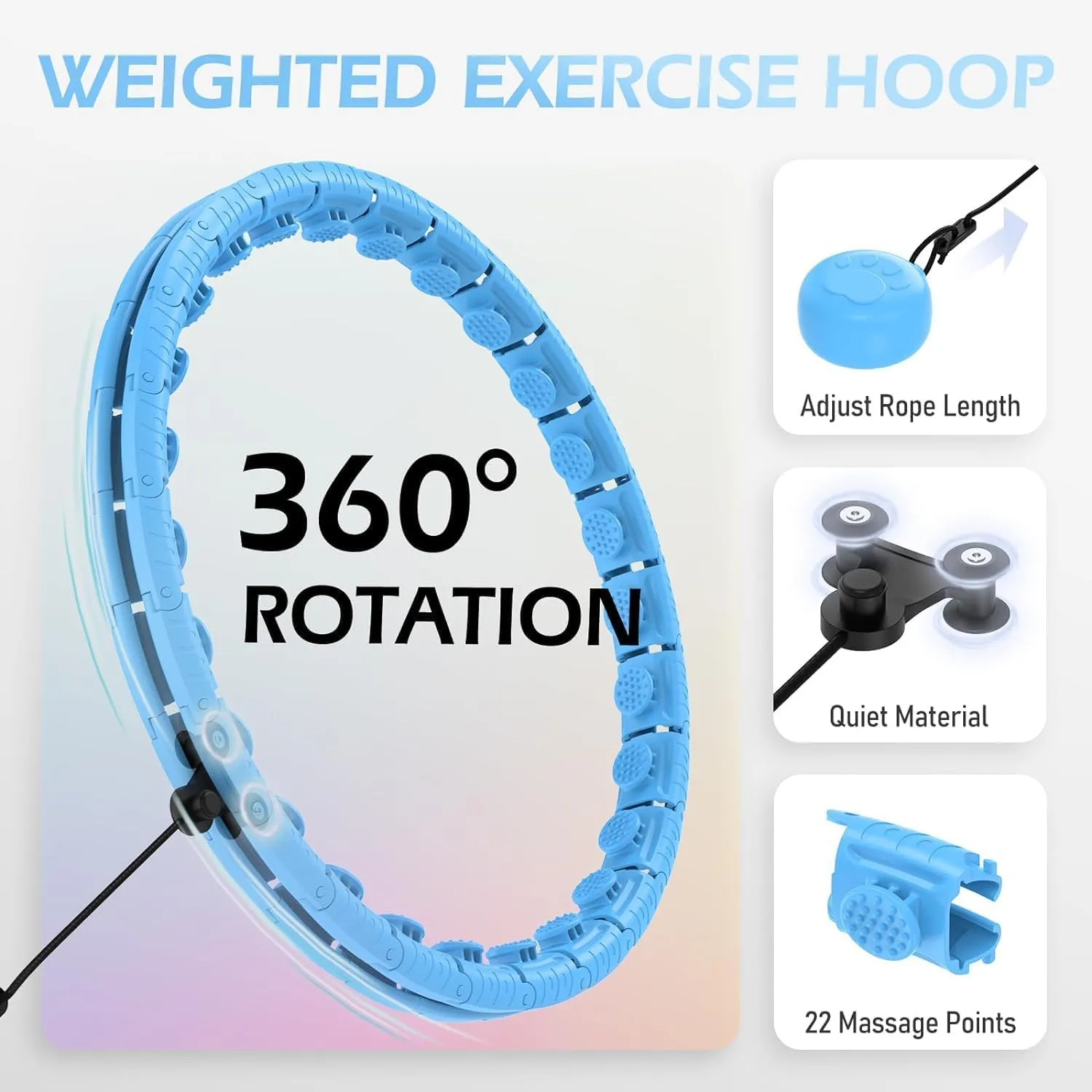 Weighted Hula Circle for Adults Weight Loss, Infinity Fitness Hoop Plus Size 51 Inch with Sweat Belt, Include 27 Detachable Links and Waist Trainer for Women