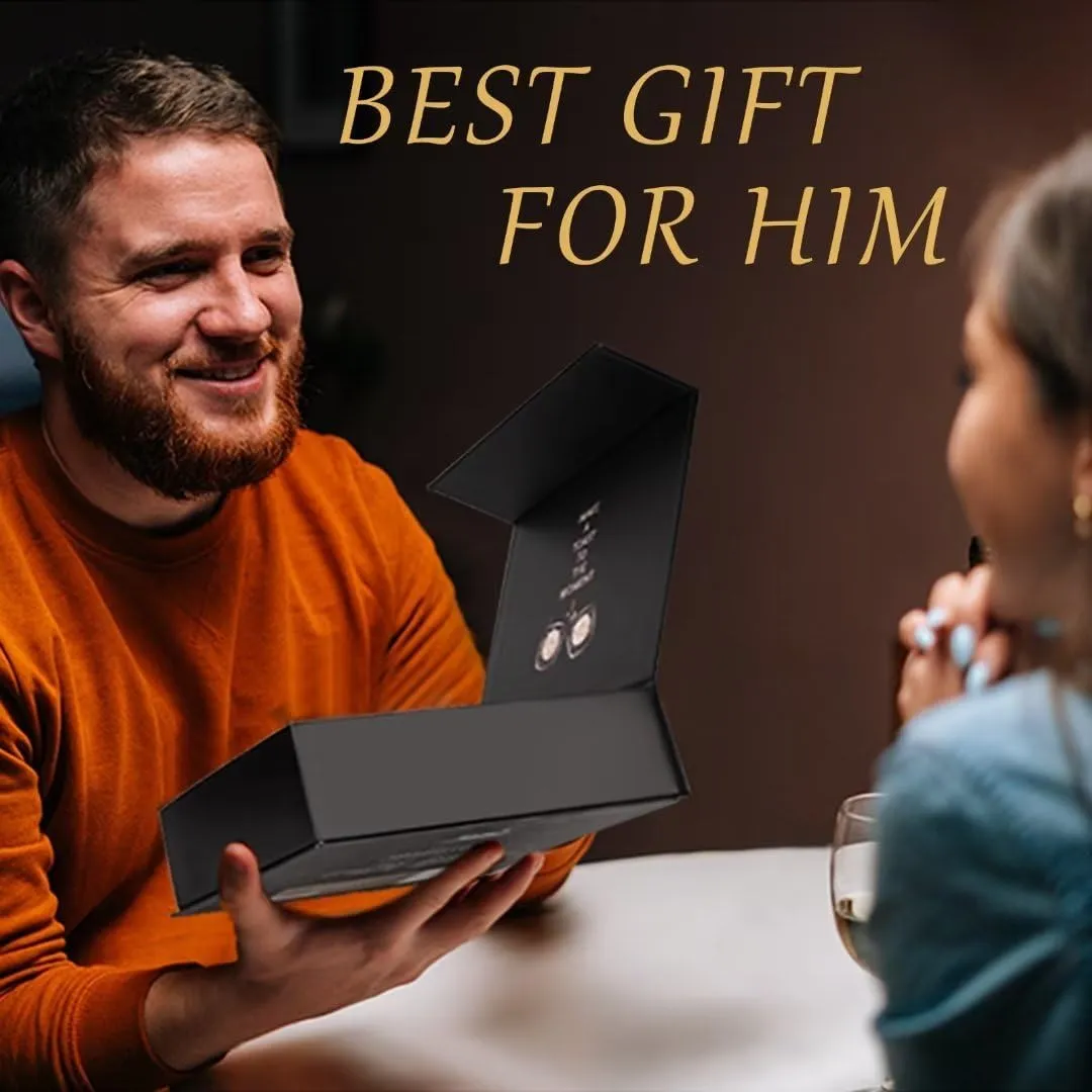 Whiskey Balls Reusable 55mm, Bourbon Gifts for Men, Whiskey Ice Stones with Tongs, for Dad Who Has Everything, Anniversary Birthday Gifts for Boyfriend Grandpa Him Husband from Wife