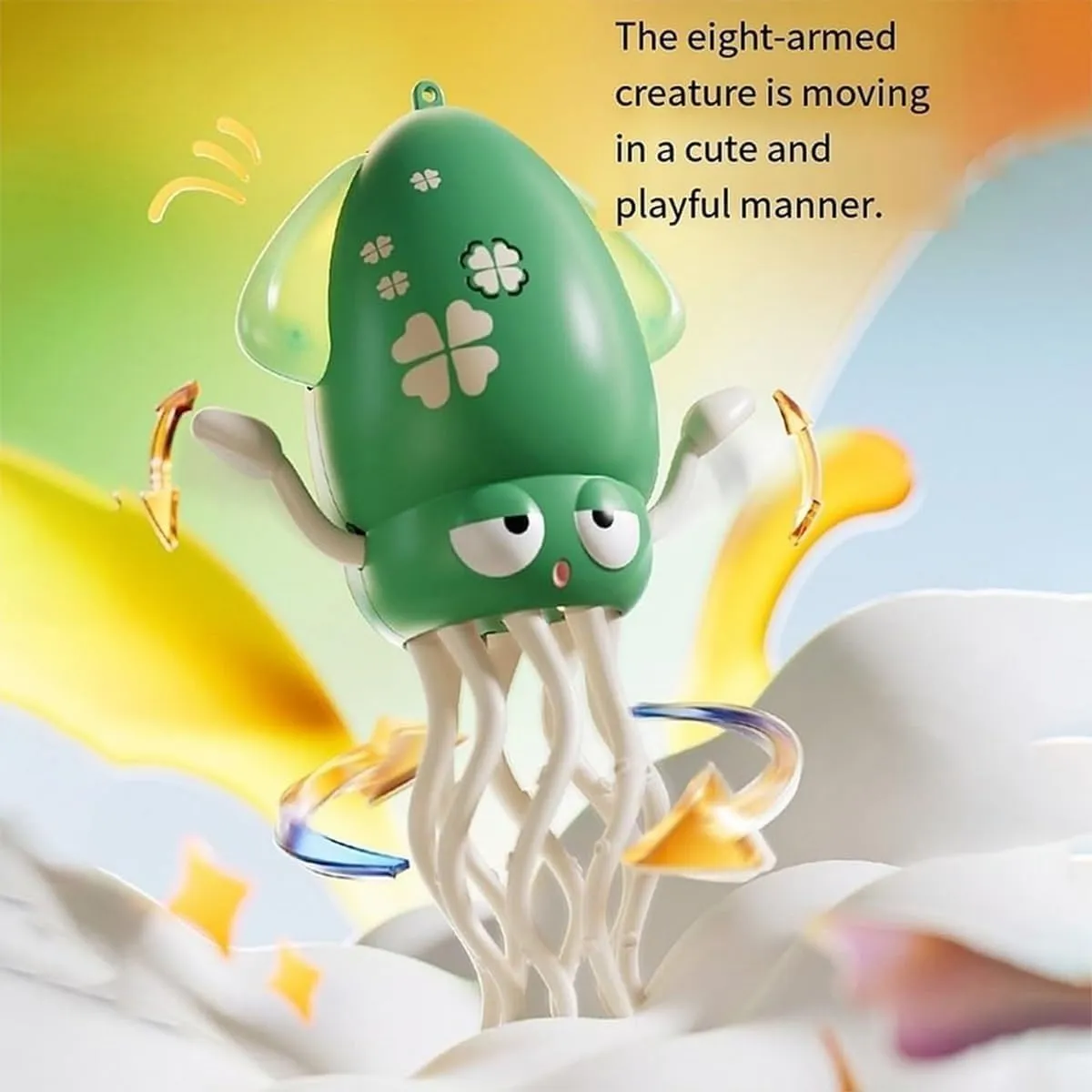 Wiggly Wonder Octopus, Crawling Dancing Automatic Obstacle Sensor Toys, Electric Magic Dancing Octopus Toy, Smart-Tentacle Self-Navigating Robotic Pet Toys for Indoor Cat Dog(B Fishing Rod)