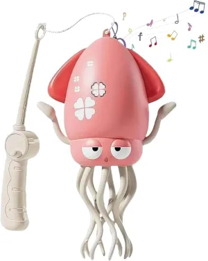 Wiggly Wonder Octopus, Crawling Dancing Automatic Obstacle Sensor Toys, Electric Magic Dancing Octopus Toy, Smart-Tentacle Self-Navigating Robotic Pet Toys for Indoor Cat Dog(B Fishing Rod)