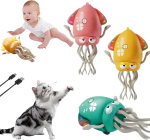 Wiggly Wonder Octopus, Smart Tentacle Explorer with Obstacle Avoidance, Lights & Music, Playful Octopus Toy, Rechargeable Dancing Octopus Toy for Kids & Pets (Mix-3 PCS)