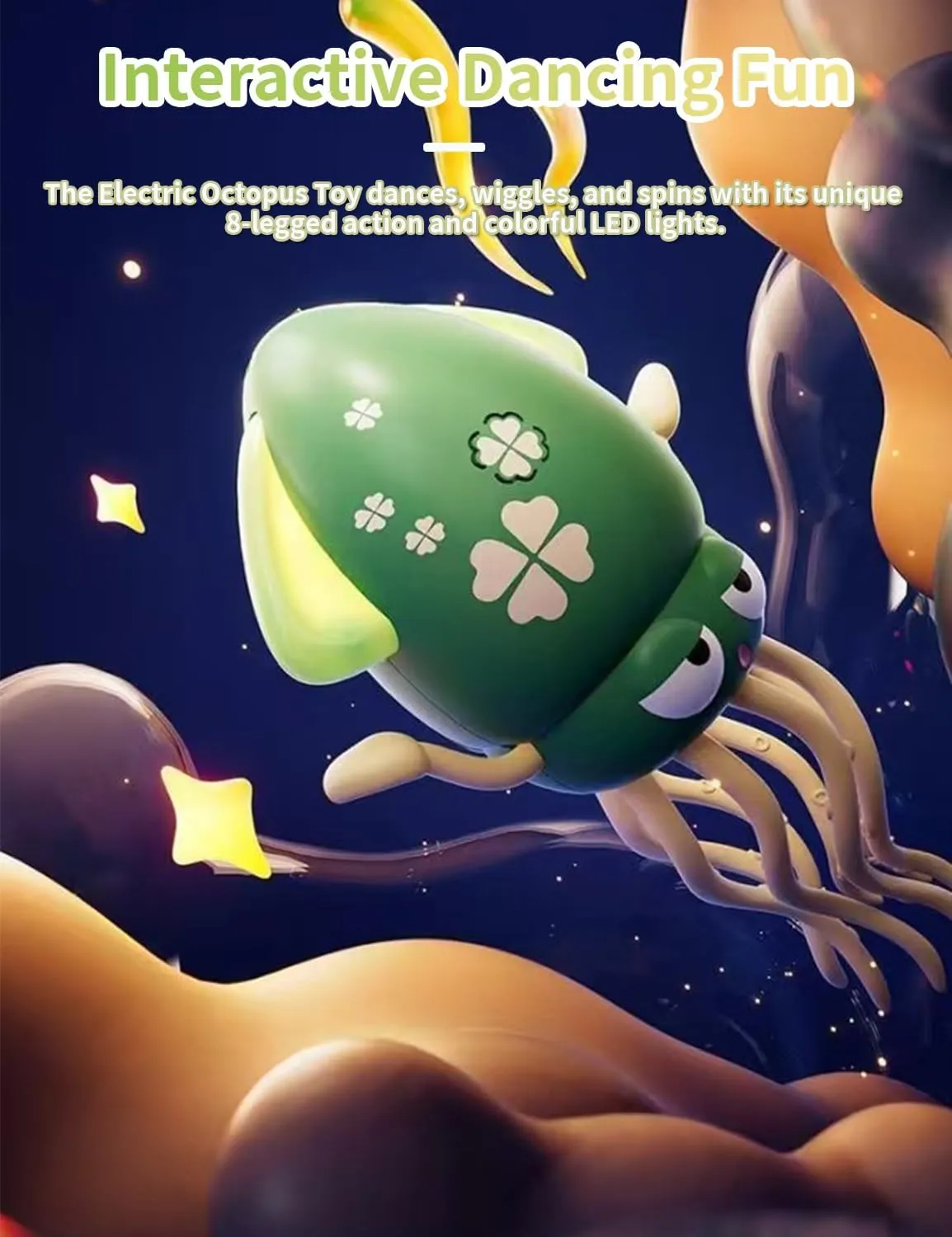 Wiggly Wonder Octopus, Smart Tentacle Explorer with Obstacle Avoidance, Lights & Music, Playful Octopus Toy, Rechargeable Dancing Octopus Toy for Kids & Pets (Mix-3 PCS)
