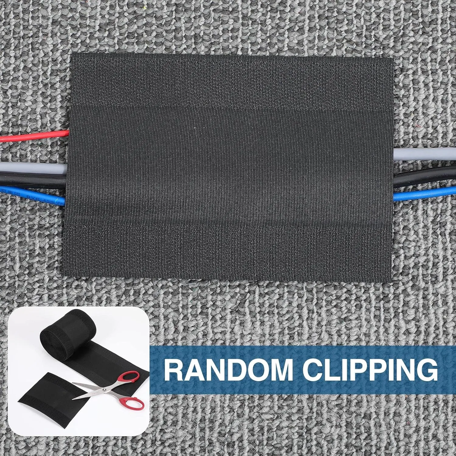 WILLBOND Carpet Cord Cover Cable Grip Floor Cover Cable Protector Management Only for Commercial Office Carpet(Black,147.64 ft)