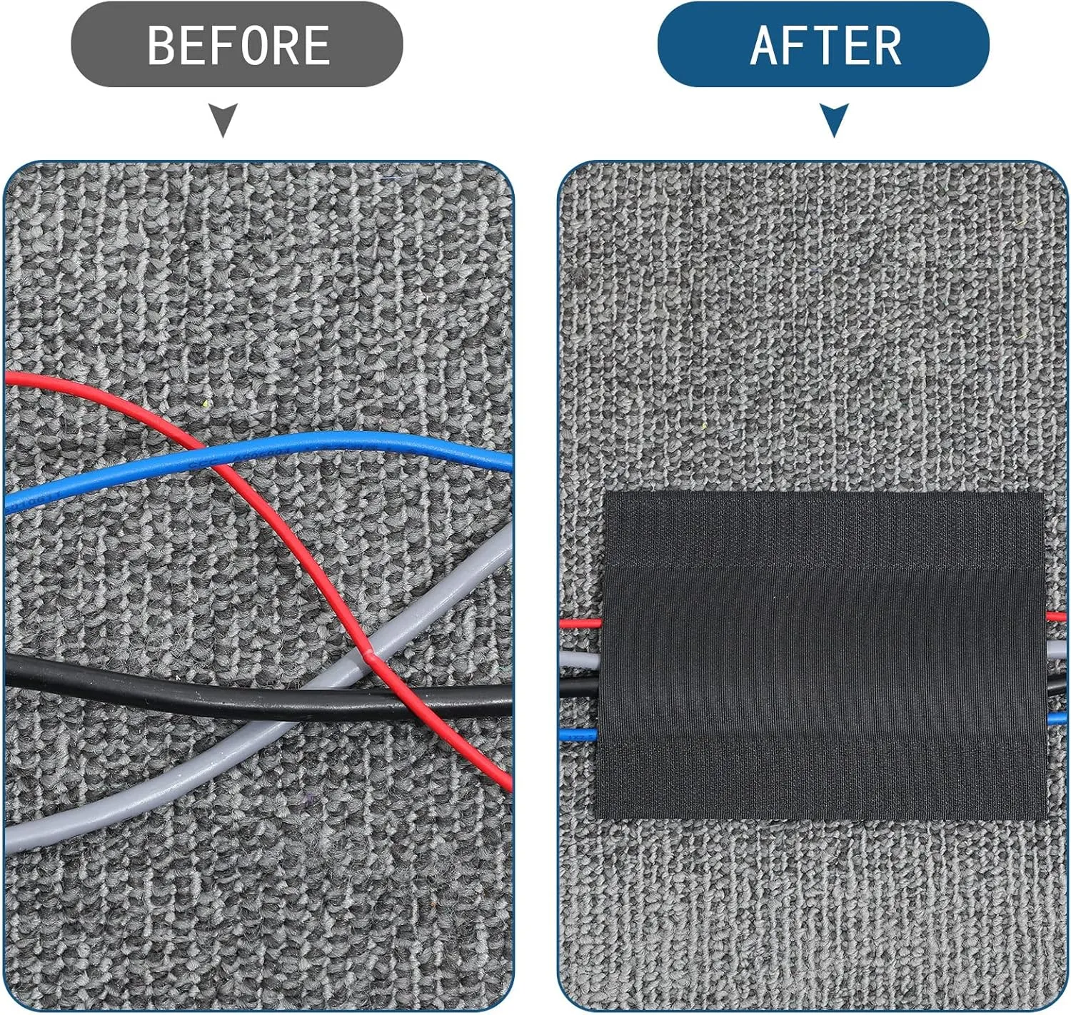 WILLBOND Carpet Cord Cover Cable Grip Floor Cover Cable Protector Management Only for Commercial Office Carpet(Black,147.64 ft)