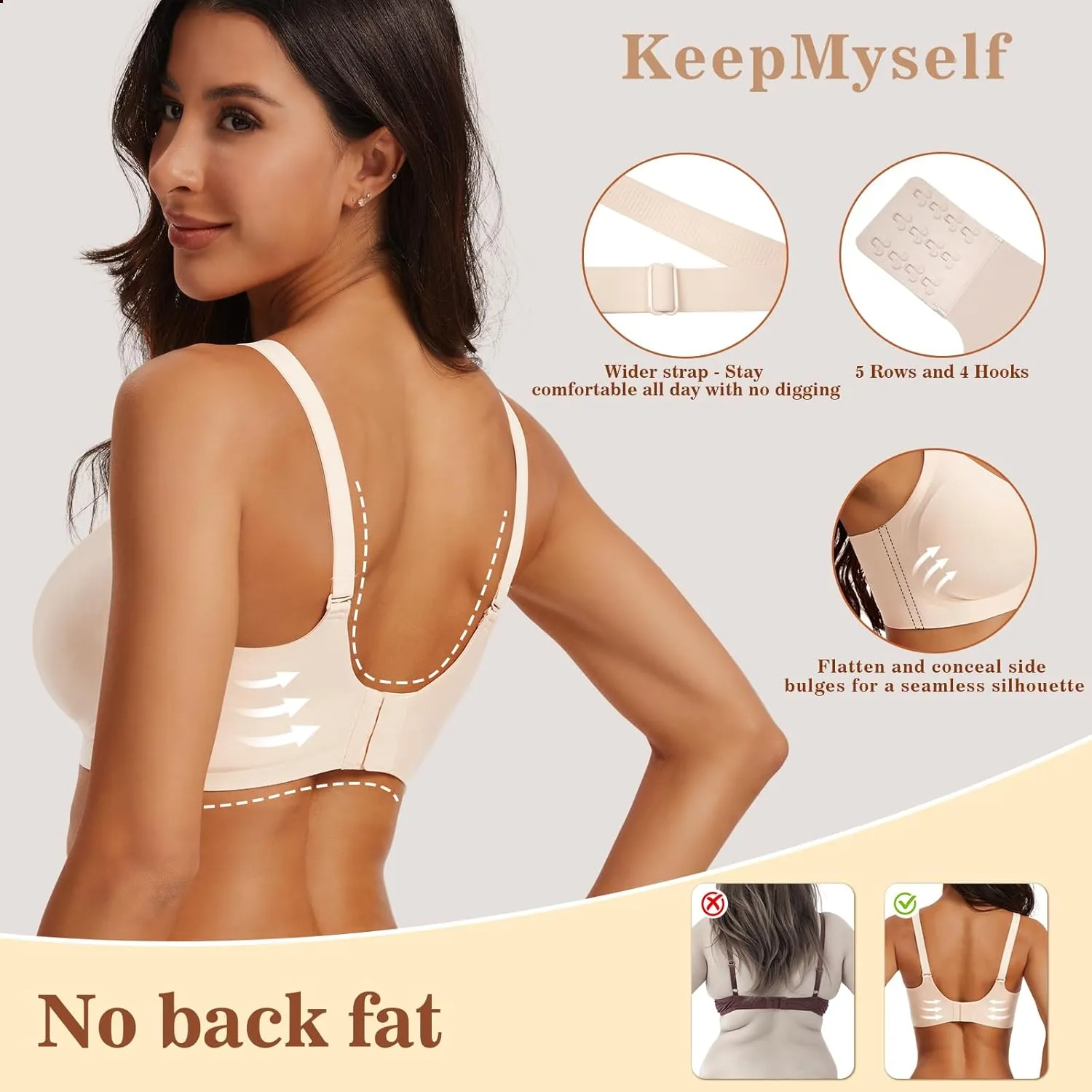 Wireless Bras for Women No Underwire Push Up Comfort Soft Bra Seamless Supportive Full Coverage Everyday Bras