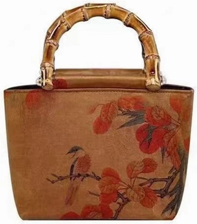 Women Chinese Style Vintage Cheongsam Evening bag Purse Bamboo Shape Top Handle Qipao Small Handbag for Wedding Party