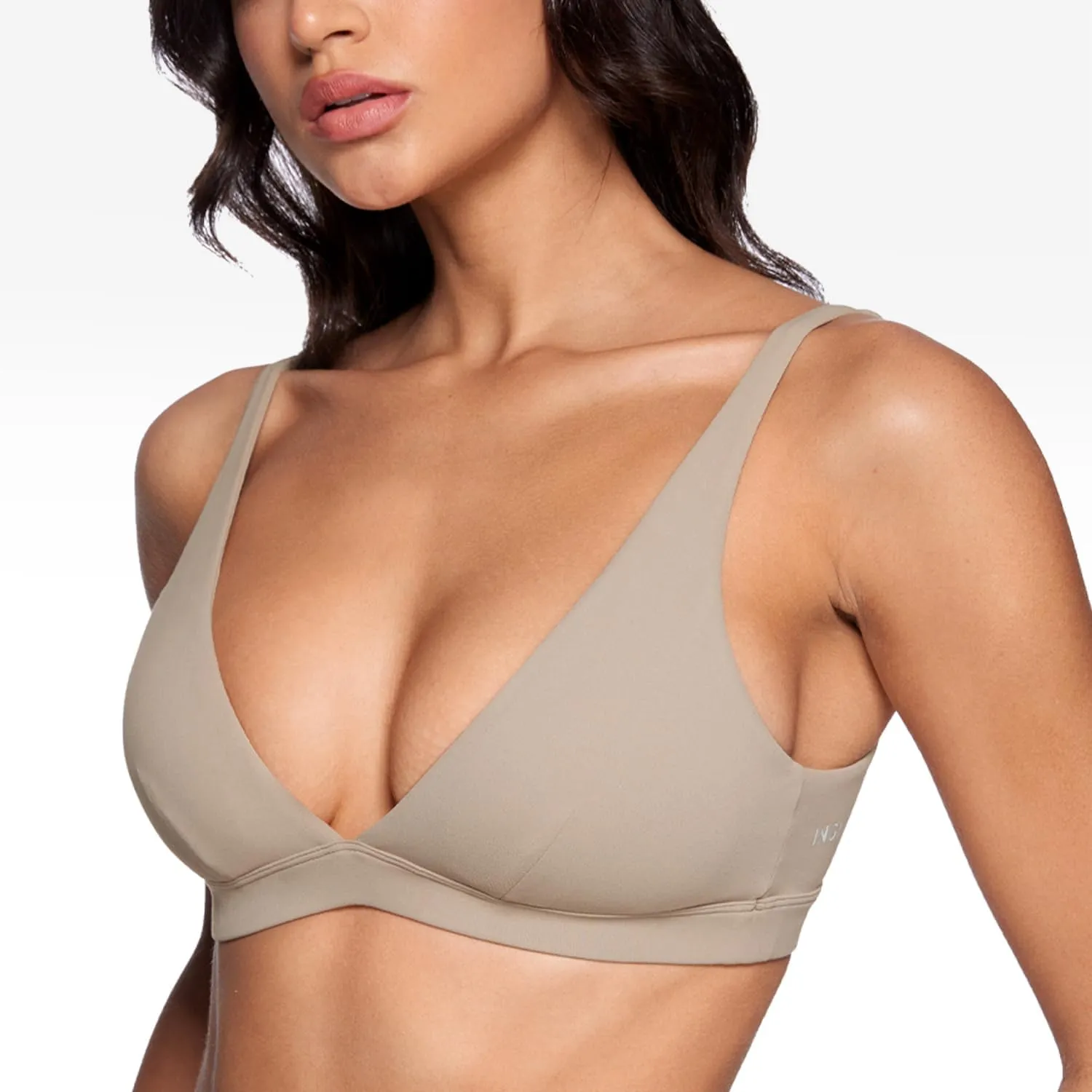 Womens Deep V-Neck Sports Bra Padded Low Impact Fitness Yoga Bra U Back Wireless Workout Bra Contour Crop Top