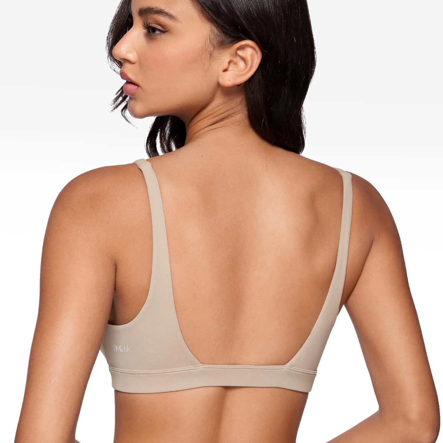 Womens Deep V-Neck Sports Bra Padded Low Impact Fitness Yoga Bra U Back Wireless Workout Bra Contour Crop Top