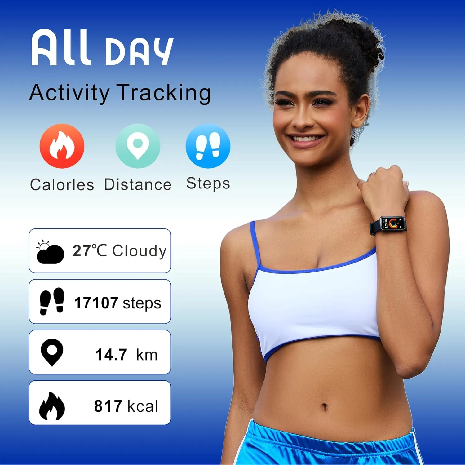 Women's Smart Watch, 1.47 Inch Sports Band, with Message alerts/Heart Rate/Blood Oxygen/Sleep, for Android Phone/iPhone Compatible Fitness Tracker Smart Smart Watch