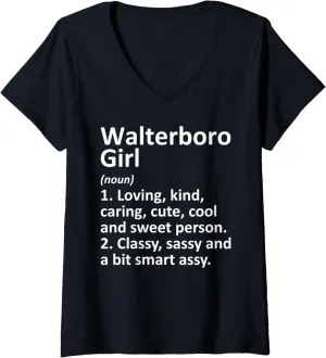 Womens WALTERBORO GIRL SC SOUTH CAROLINA Funny City Home Roots Gift V-Neck T-Shirt