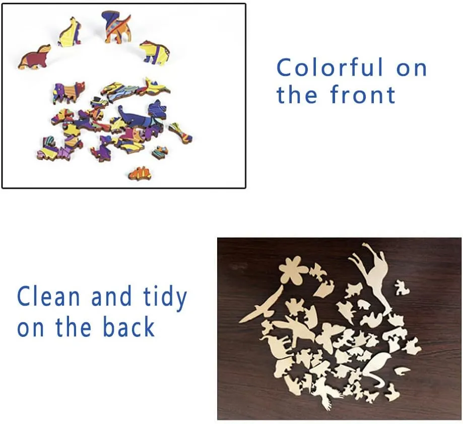 Wood Cut Puzzles, Wooden Jigsaw Puzzles, Animals Shaped Unique Wooden Puzzles for Adults and Kids, Cool Gadgets Magic Liberty Puzzles, Hideous Wolf Head (Medium 200 pcs)