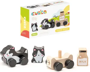 Wooden Clever Kitties Train Toy – Magnetic Cat-Themed Wood Toy Playset for Toddlers 18 Months  – Montessori Toy for Fine Motor Skills and Imaginative Play