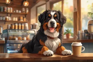 Wooden Jigsaw Puzzle 500 Piece Bernese Mountain Dog Coffee Anime Wooden Jigsaw Puzzles Challenging Educational Interactive Toys for Family Creative Gift Thick Sturdy Hard Challenging Difficult