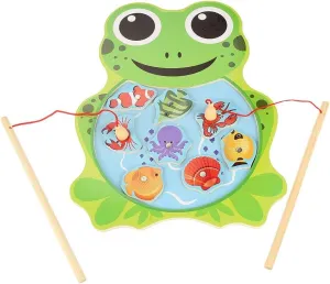 Wooden Magnetic Fishing Game 8 Different Wooden Magnetic Fish and 2 Magnetic Rods Ducational Learning Game for Kids
