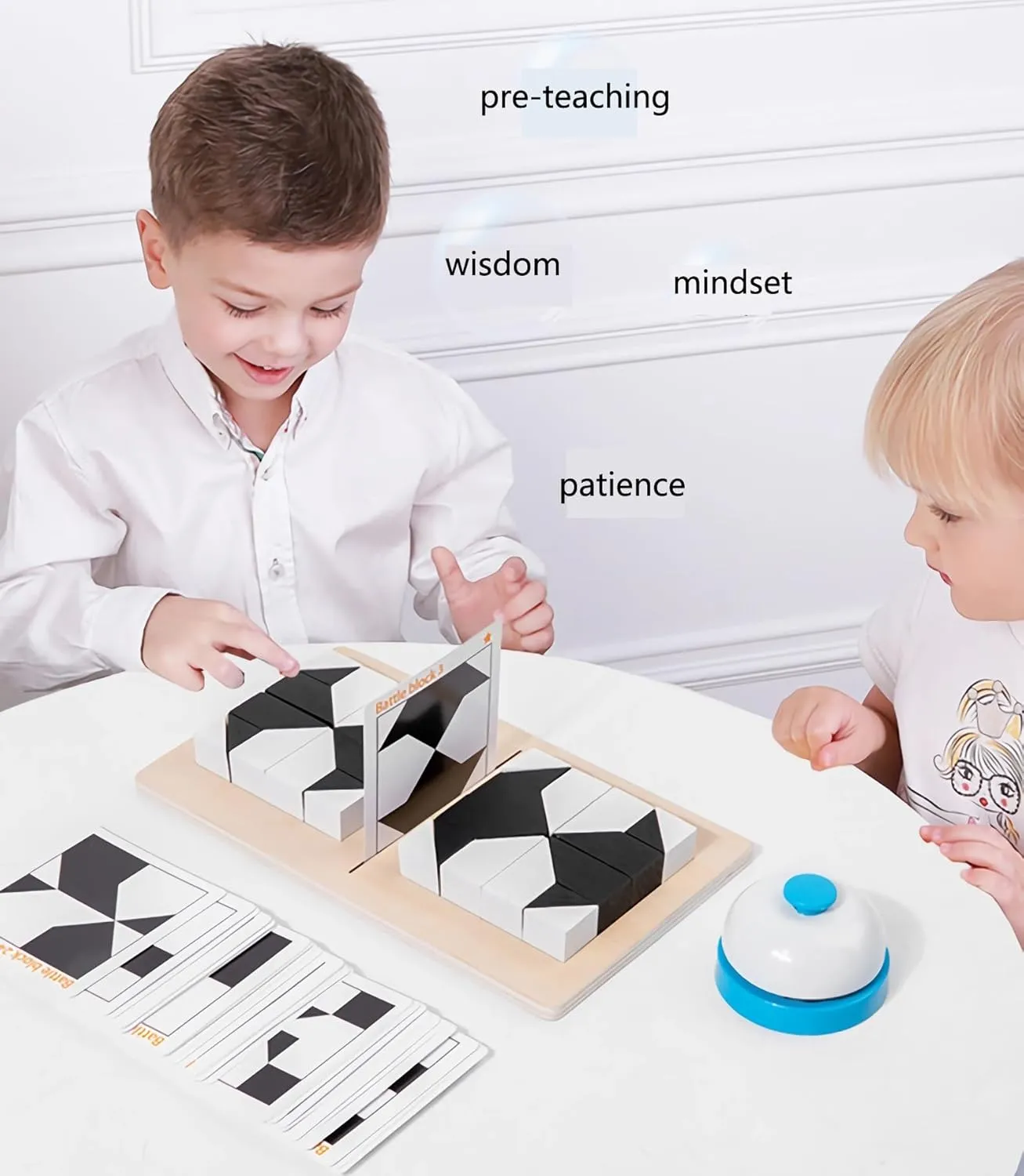 Wooden Puzzle Board Battle Game with 32 PCS Puzzle Blocks, Hidden Blocks 3D Spatial Thinking Training for Kids, Gift for Boys and Girls from 4 5 6 7 8 9 10 11 12 Ages