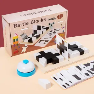 Wooden Puzzle Board Battle Game with 32 PCS Puzzle Blocks, Hidden Blocks 3D Spatial Thinking Training for Kids, Gift for Boys and Girls from 4 5 6 7 8 9 10 11 12 Ages