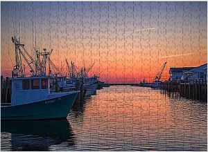 Wooden Puzzles Fishing Harbor Colorful Houses Boats Pictures Royalty Free Jigsaw Puzzles for Adults 500 Pieces Impossible Puzzle Challenging Puzzle Educational Toys Decompression Game