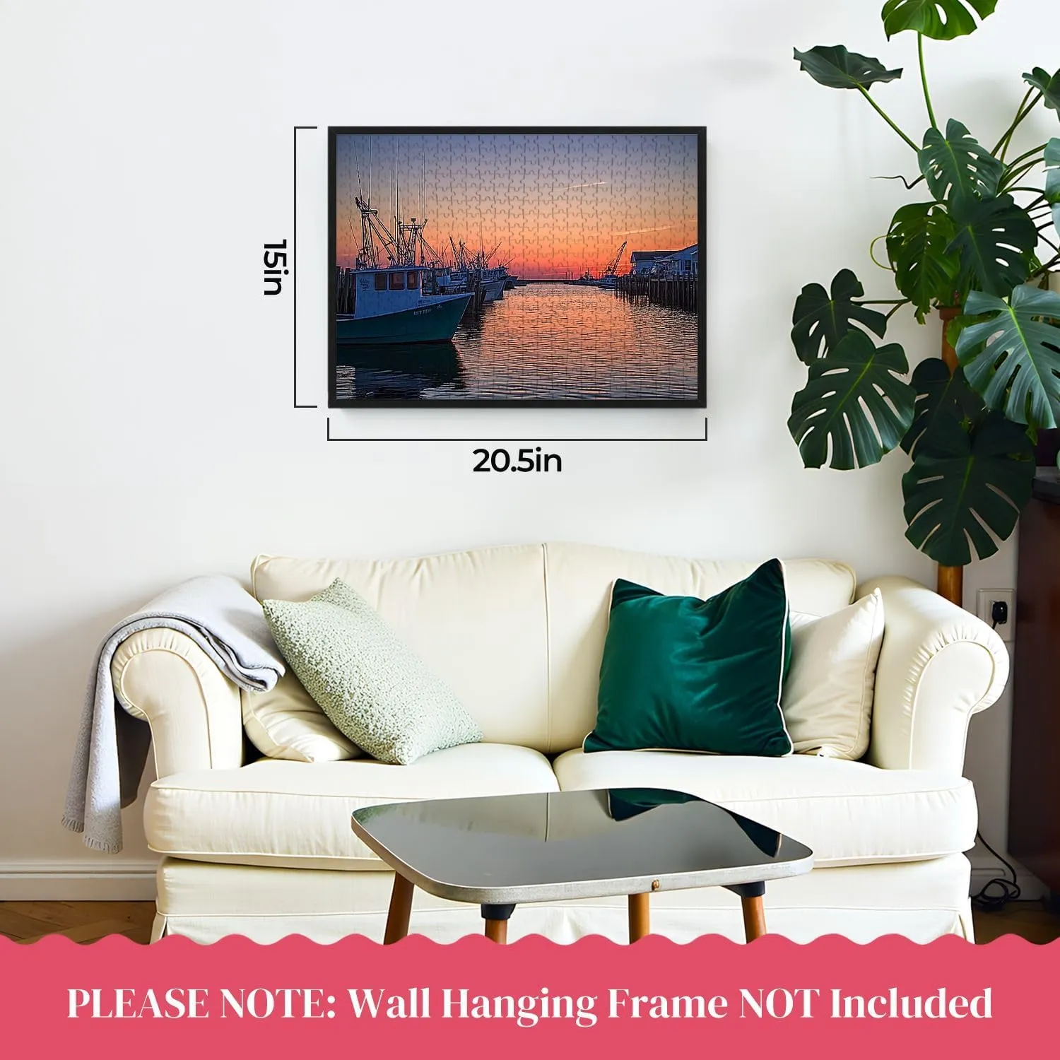 Wooden Puzzles Fishing Harbor Colorful Houses Boats Pictures Royalty Free Jigsaw Puzzles for Adults 500 Pieces Impossible Puzzle Challenging Puzzle Educational Toys Decompression Game